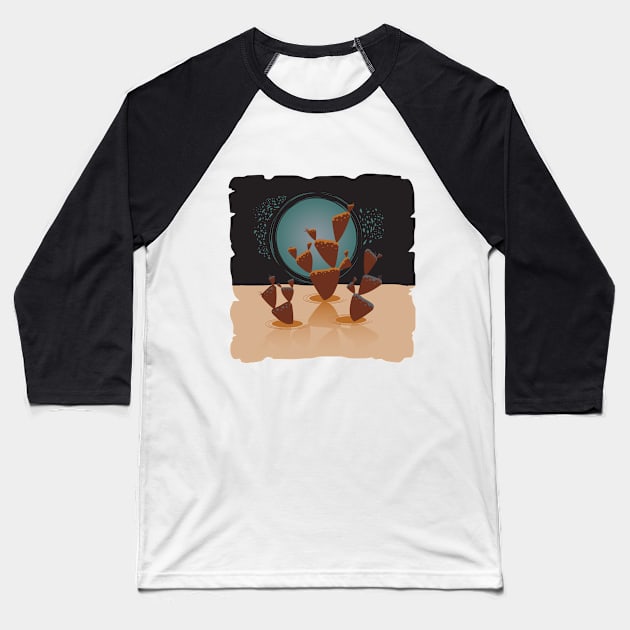 Terracotta desert with cacti Baseball T-Shirt by Gerchek